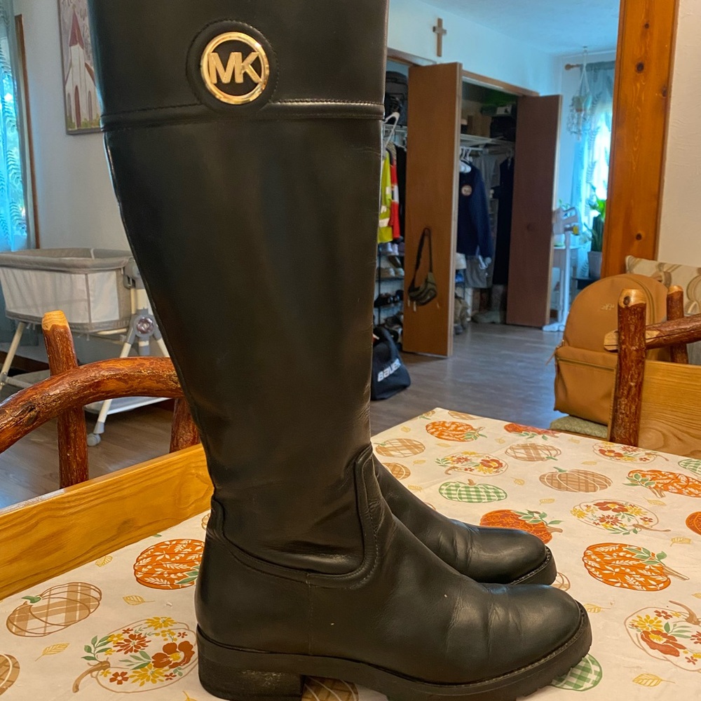 Michael Kors Black Leather Riding Boots